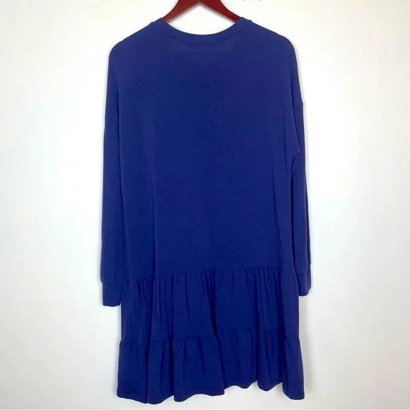 Jolie Women’s Long Sleeve Ruffle Hem Mini Dress Small Blue Boutique Bohemian Y2K - Picture 4 of 7